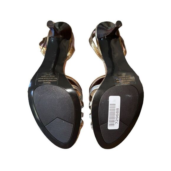 Bandolino -Lala- Bronze Open Toe Leather Pumps With Ankle Steps Women’s Size 10 - Picture 13 of 15